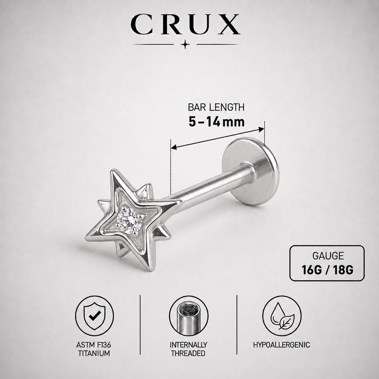 Eight-Point Star F136 Titanium flat-back jewelry image 10