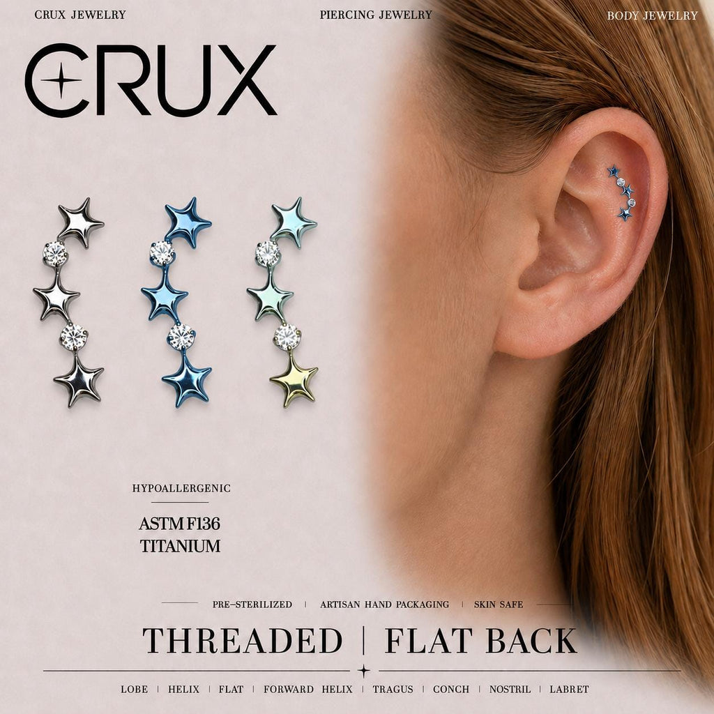Triple Star F136 Titanium flat-back jewelry image 01