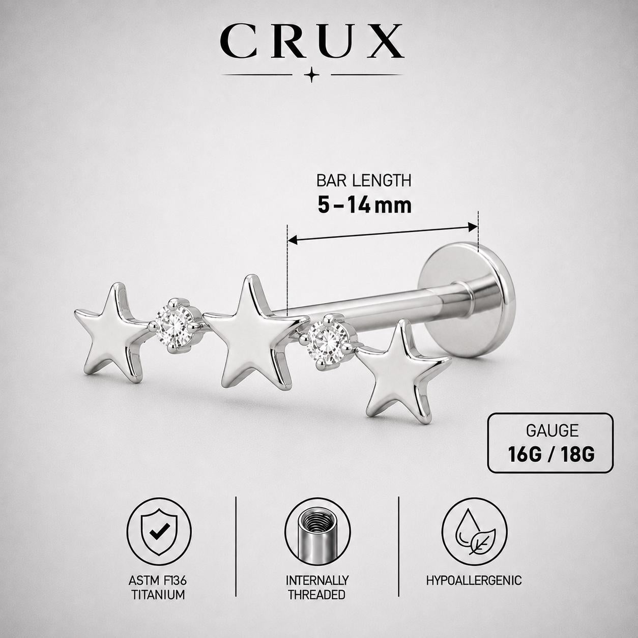 Triple Star F136 Titanium flat-back jewelry image 13