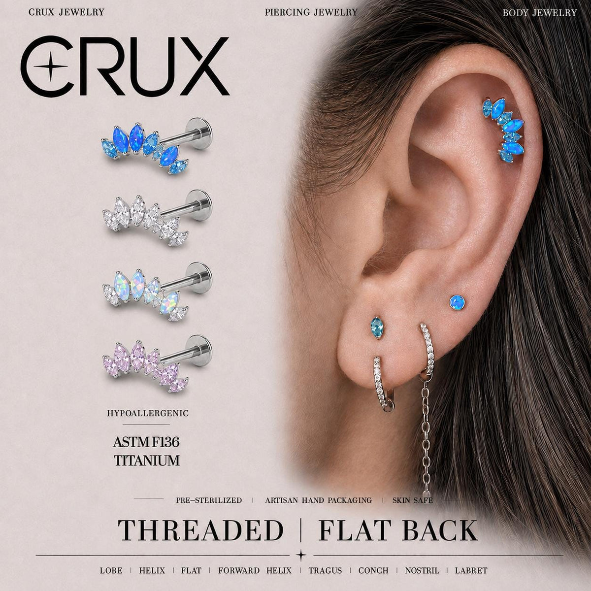 Seven Marquise F136 Titanium flat-back jewelry image 01