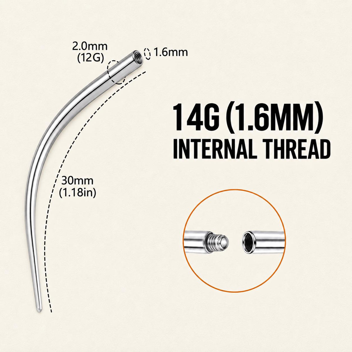 Titanium Curved Piercing Insertion Taper detail 7