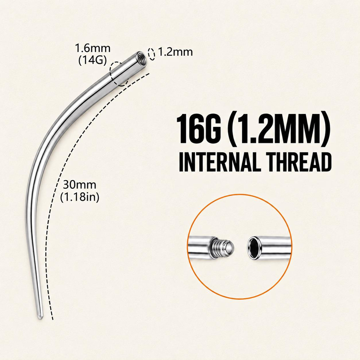 Titanium Curved Piercing Insertion Taper detail 8