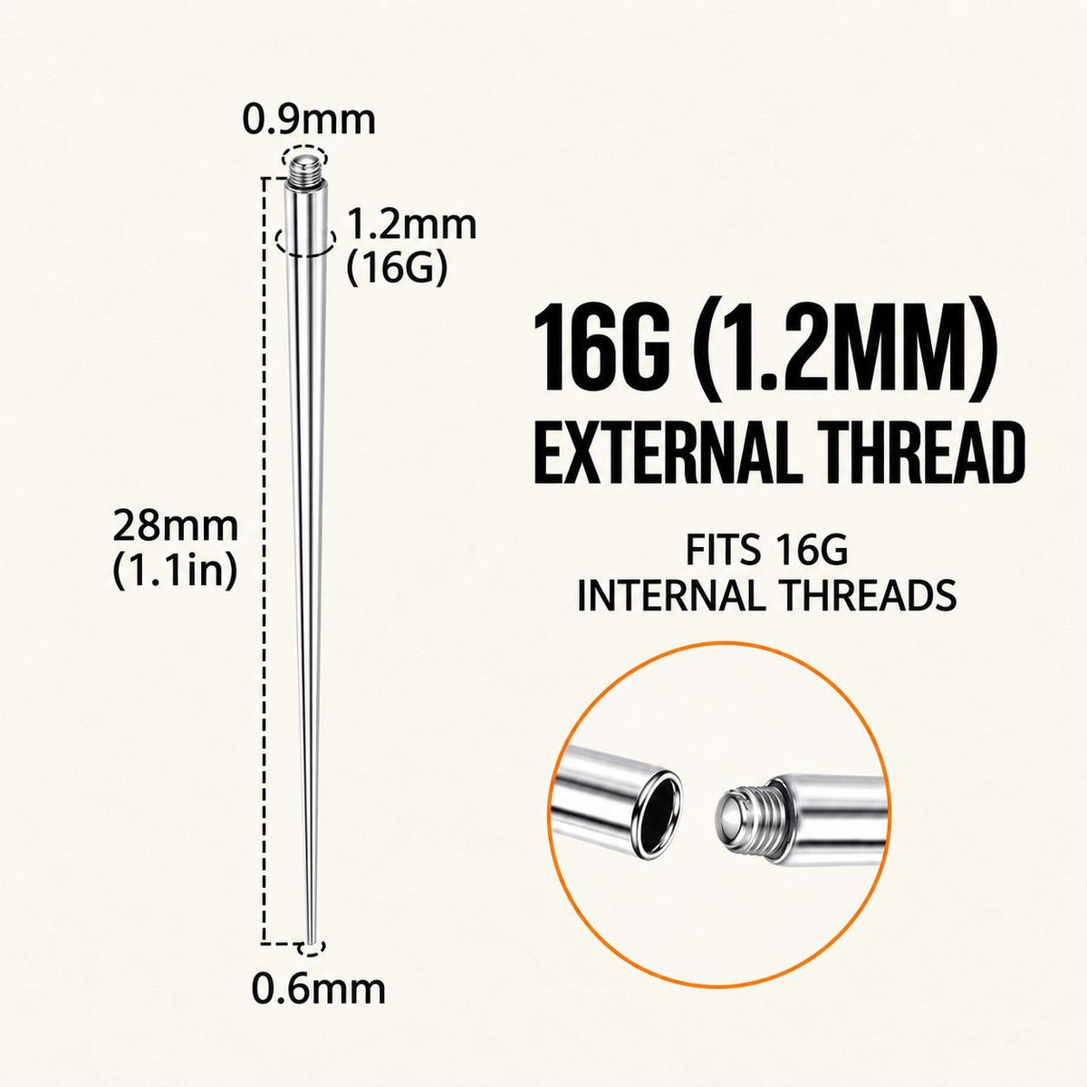 Titanium Straight Piercing Insertion Taper detail 7