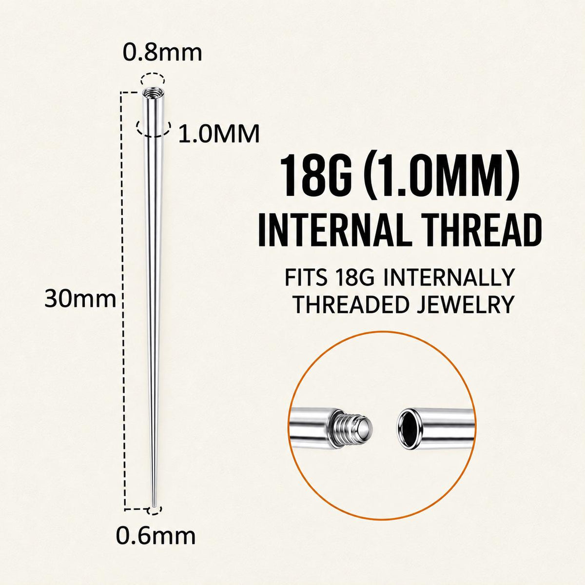 Titanium Straight Piercing Insertion Taper detail 9