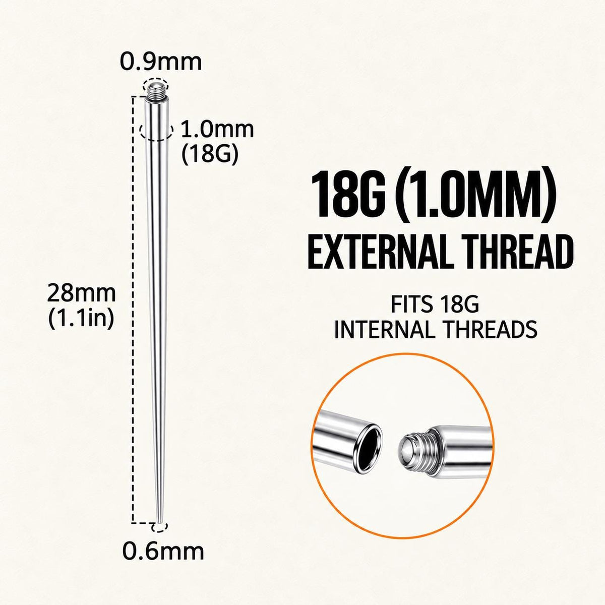 Titanium Straight Piercing Insertion Taper detail 10
