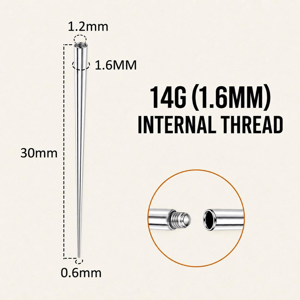 Titanium Straight Piercing Insertion Taper detail 12