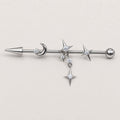 Triple Moon Crystal titanium industrial barbell, detail view 8