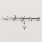 Triple Moon Crystal titanium industrial barbell, detail view 8