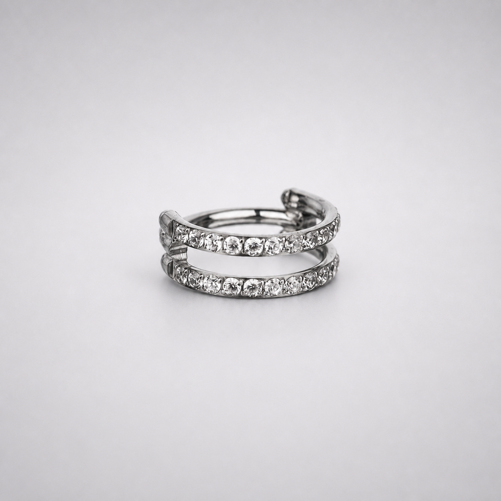 Titanium Double Row CZ Septum Clicker