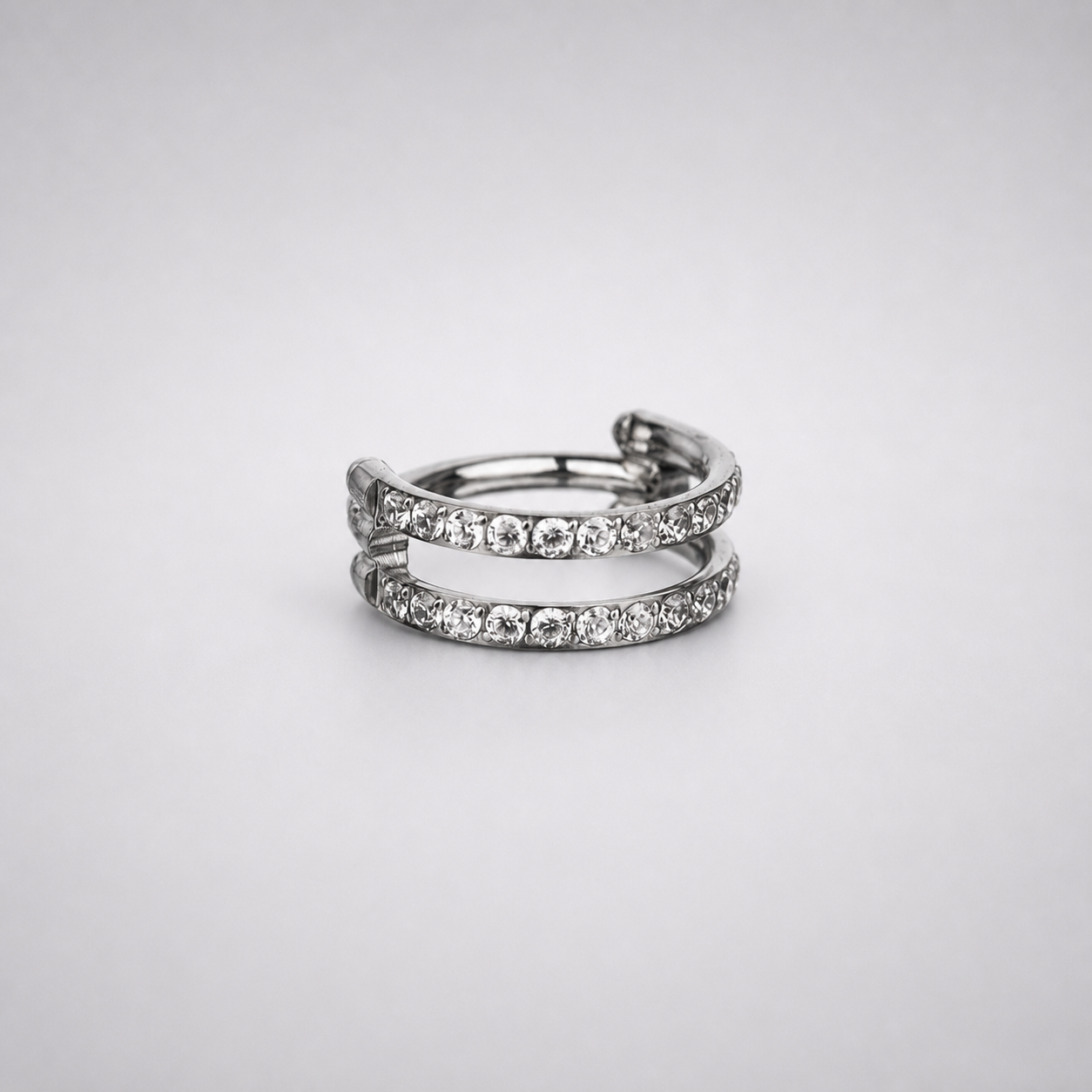 Titanium Double Row CZ Septum Clicker