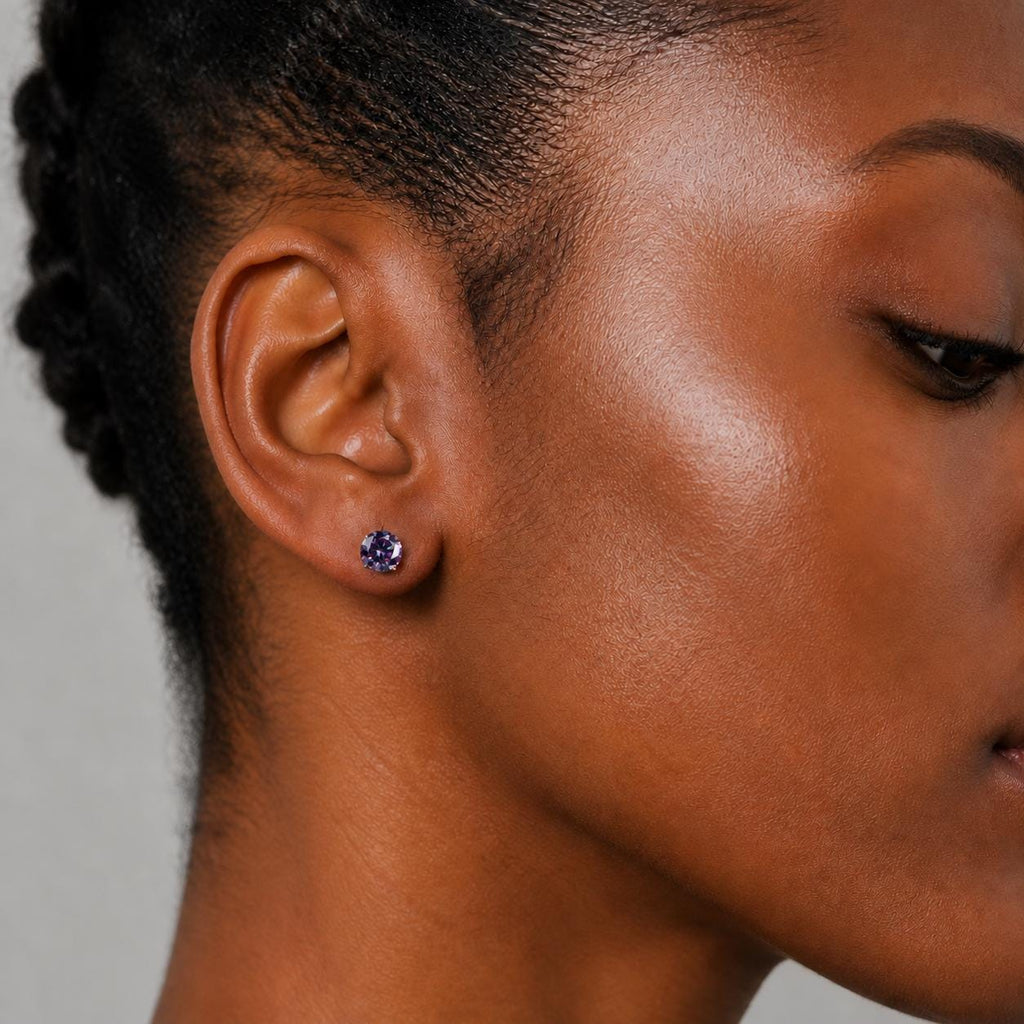 ETSY 4574939005 | IMAGE 2 | Violet Moissanite Flat Back Stud