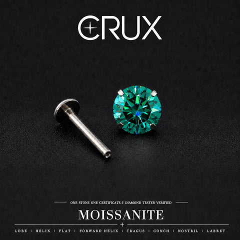 Vivid Emerald Green Moissanite Flat Back Stud