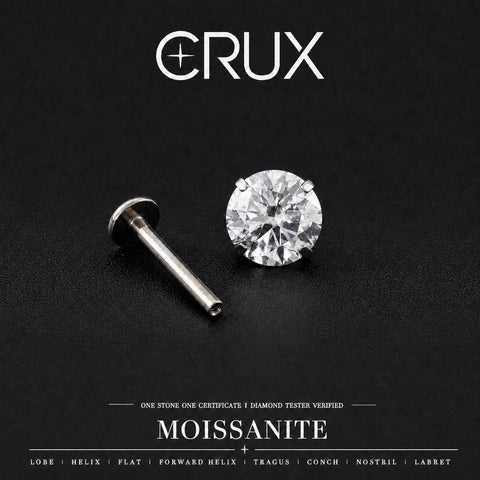 White Moissanite Flat Back Stud