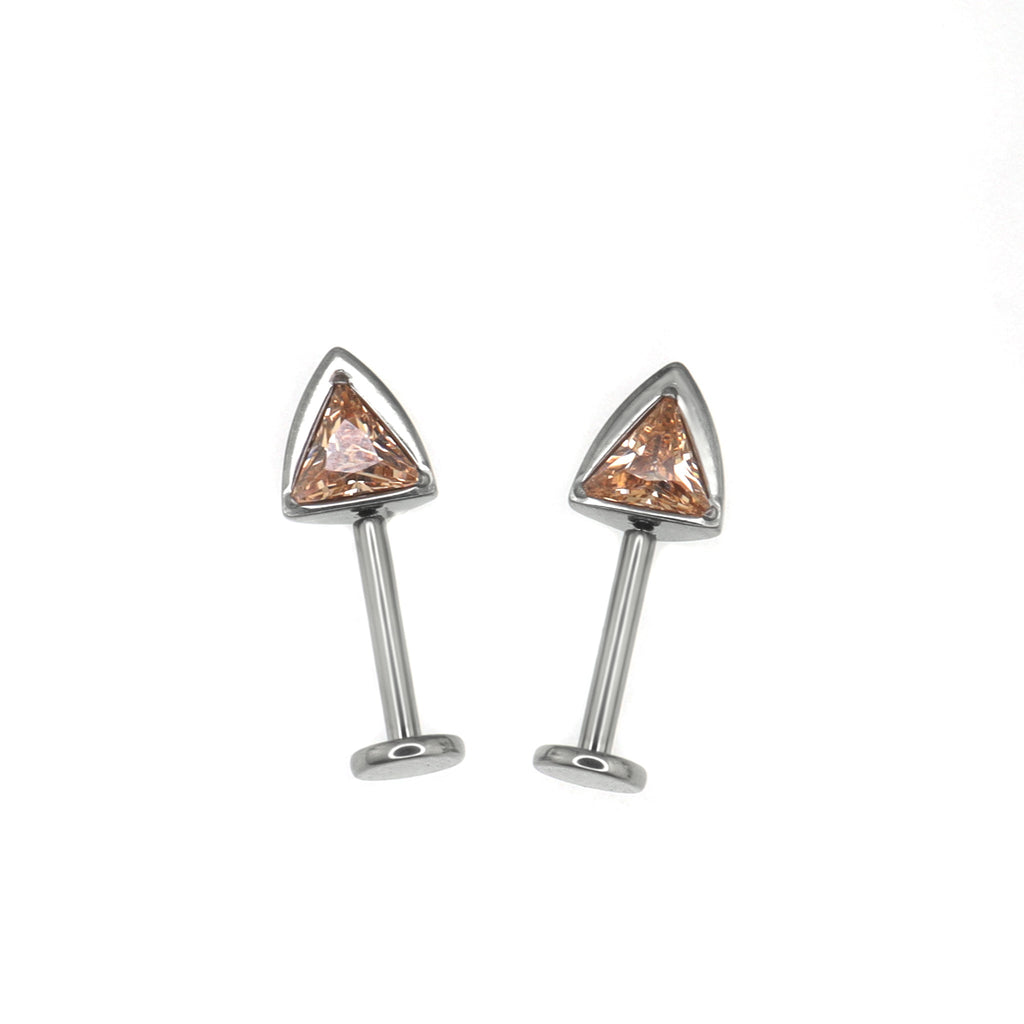 Paws & Purrs - PAIR OF Cat Ear CZ Internally Threaded Titanium Ear Stud - Paws & Purrs - PAIR OF Cat Ear CZ Internally Threaded Titanium Ear Stud - Champagne Gold / 6mm by CRUXJEWELRY