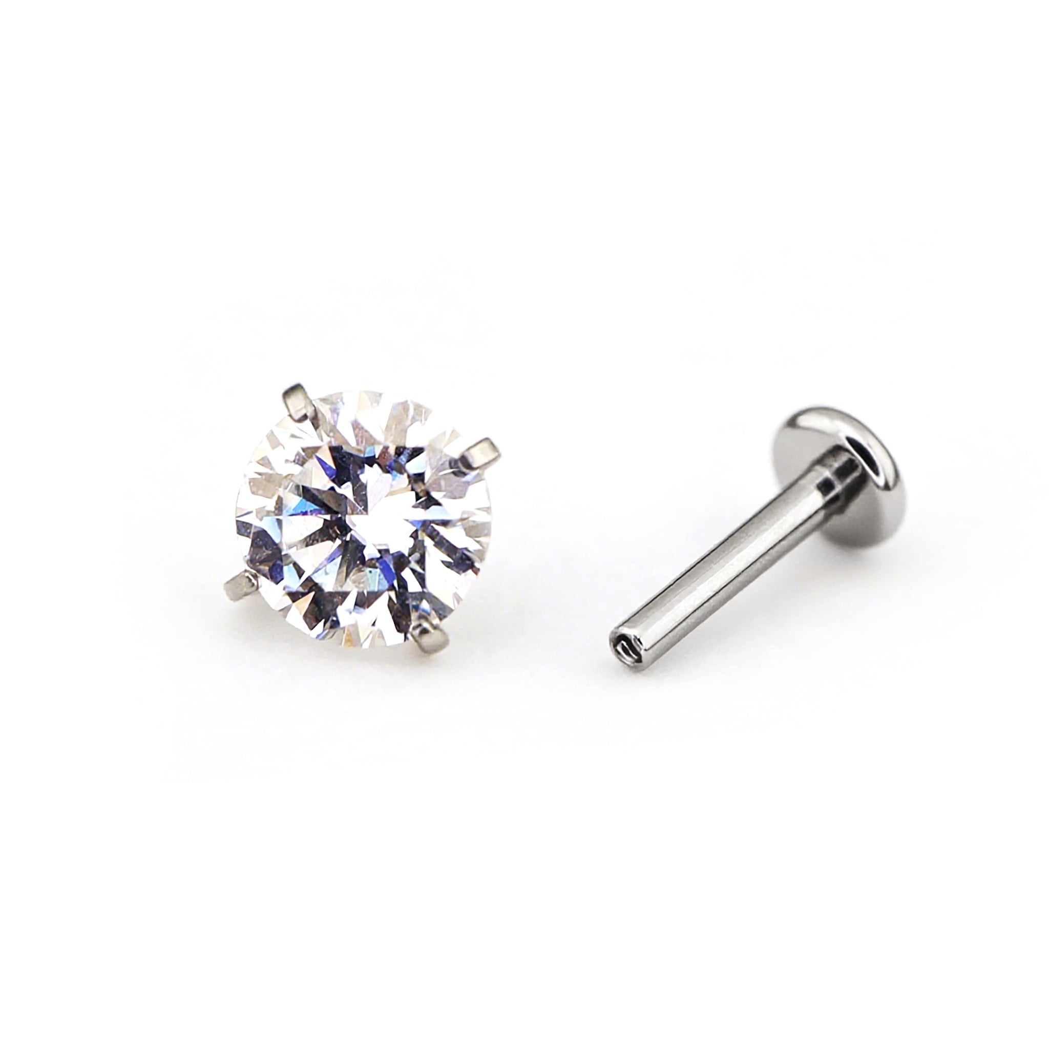 High-Shine Moissanite Internally Threaded Titanium Studs - High-Shine Moissanite Internally Threaded Titanium Studs - 3mm / 6mm by CRUXJEWELRY