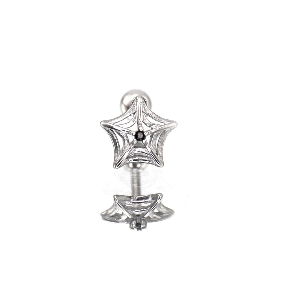 3D Openwork Spider Web CZ Stainless steel Ear Studs - 3D Openwork Spider Web CZ Stainless steel Ear Studs - Single by CRUXJEWELRY
