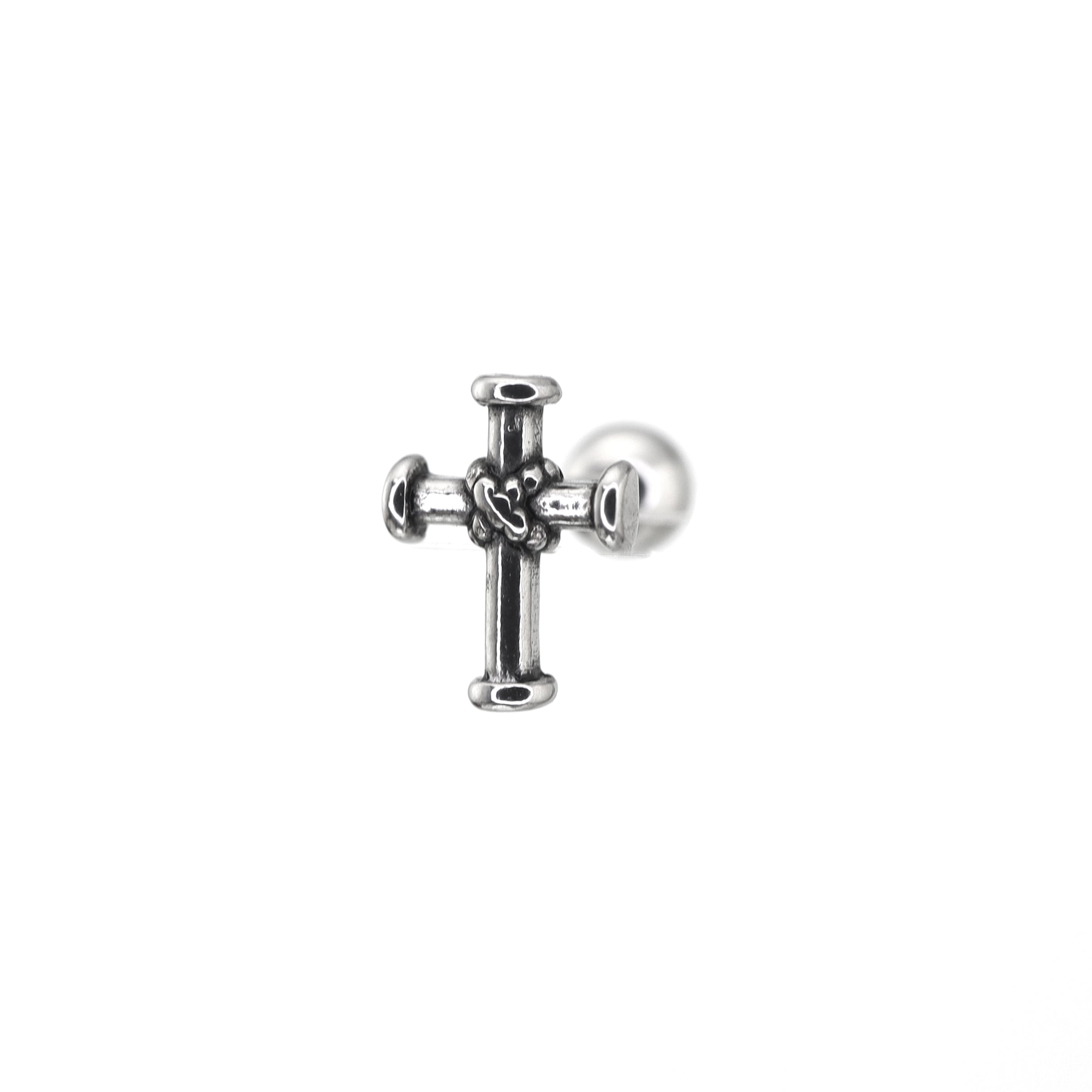 Bondage Cross Stainless Steel Ear Stud - Bondage Cross Stainless Steel Ear Stud - Single by CRUXJEWELRY