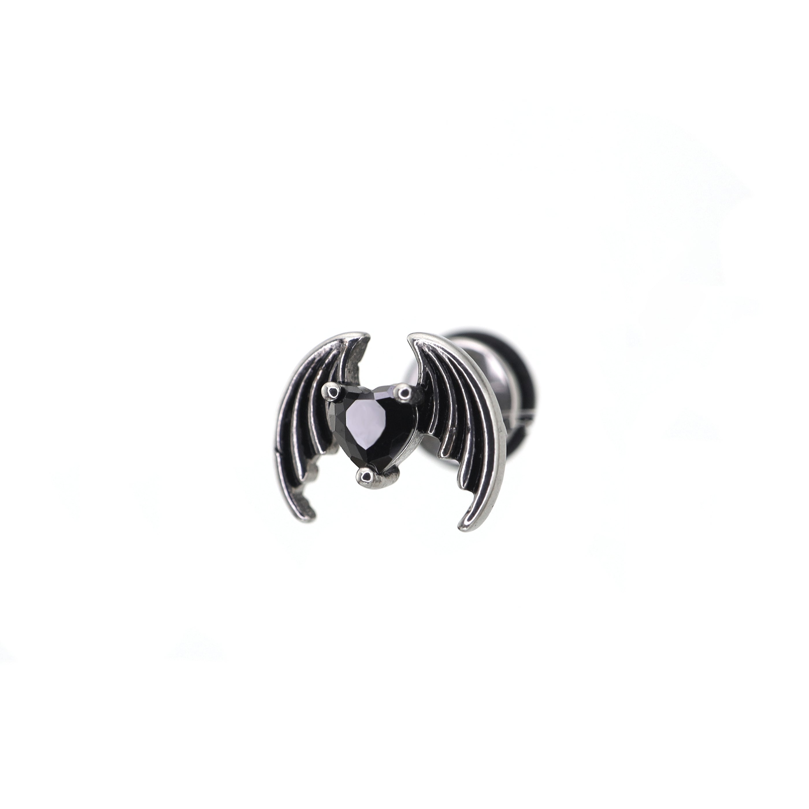 Bat Black CZ Stainless Steel Ear Stud - Bat Black CZ Stainless Steel Ear Stud - Default Title by CRUXJEWELRY