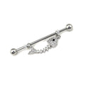 Fishbone CZ Stainless Steel Industrial Barbell - Fishbone CZ Stainless Steel Industrial Barbell - 34mm by CRUXJEWELRY