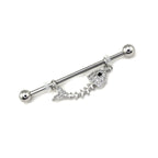 Fishbone CZ Stainless Steel Industrial Barbell - Fishbone CZ Stainless Steel Industrial Barbell - 34mm by CRUXJEWELRY